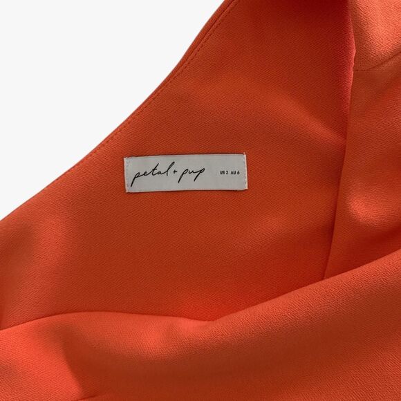 Petal & Pup Women's Nadeem One Shoulder Midi Dress in Orange Sz 2 Glam Party - Picture 5 of 6